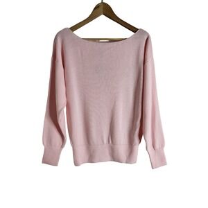 The Rockn Rev Pink Boat Neck Knit Sweater Long Sleeve Ribbed Trim Sz 14 Pastel